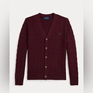 Polo by Ralph Lauren Red Wine - Cable Knit Cardigan